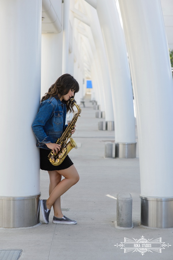 Denver senior picture with saxophone 